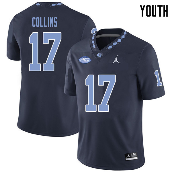 Jordan Brand Youth #17 Chris Collins North Carolina Tar Heels College Football Jerseys Sale-Navy